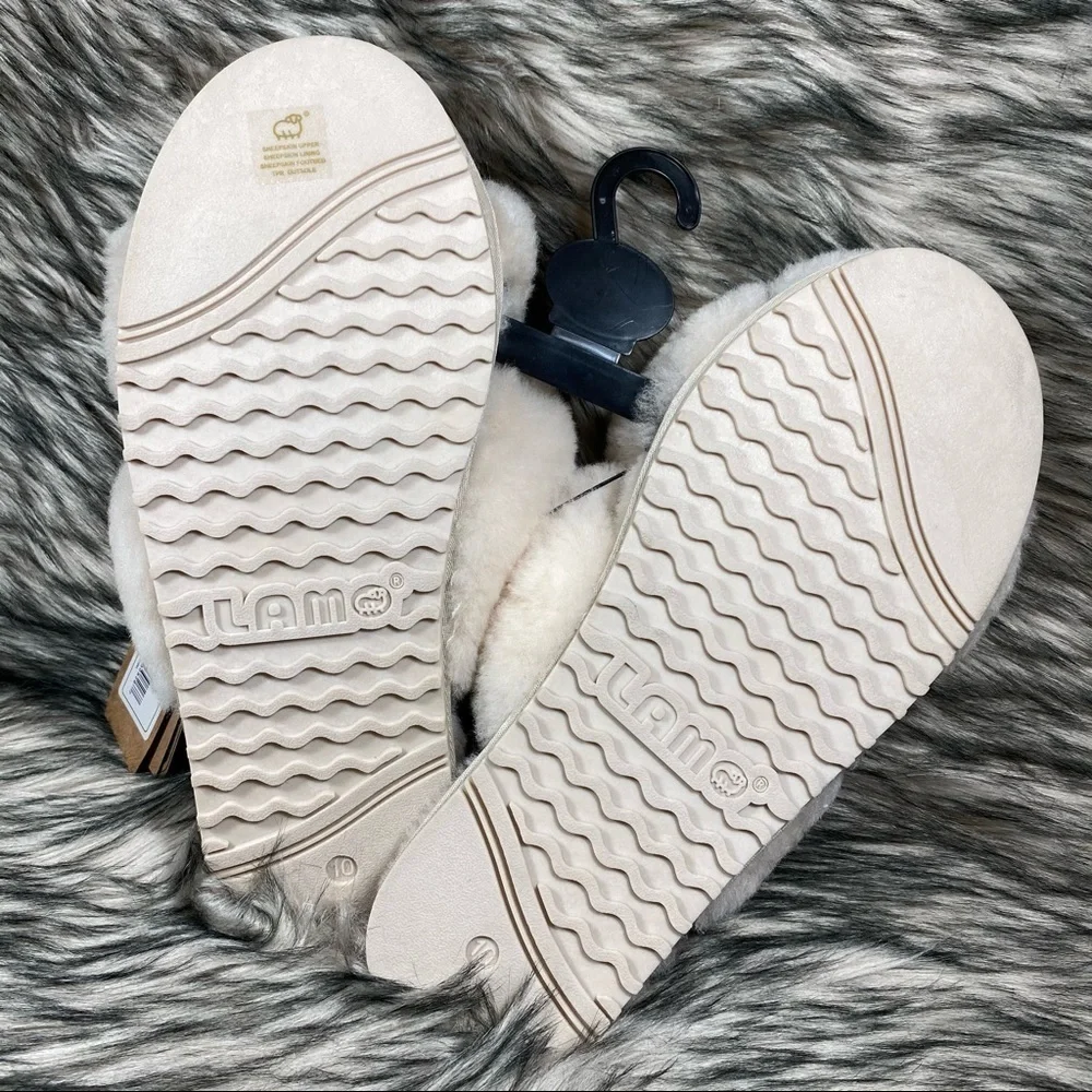 LAMO Sheepskin Alisa Cream Cross Slippers - Picture 7 of 10